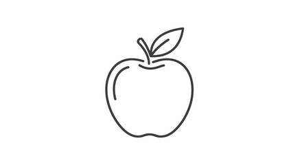 Simple black line art apple icon with stem and leaf.