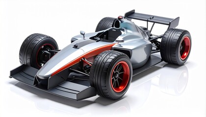 High speed remote control racing car with aerodynamic body rubber tires functional antenna and sleek paint finish advanced electronic kids toy isolated on white background
