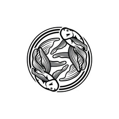 Koi fish logo design vector template. Koi fish line art. Koi fish japanese logo vector element