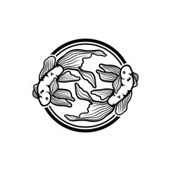 Koi fish logo design vector template. Koi fish line art. Koi fish japanese logo vector element