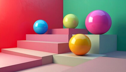 Colorful spheres on geometric steps