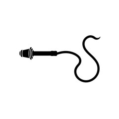 Illustration of a black spark plug wire on transparent background silhouette