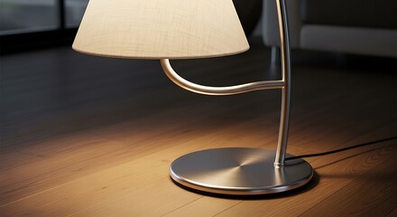 Modern Arc Lamp Illuminates Wooden Floor