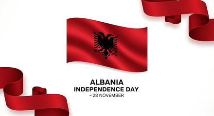Celebrate albania independence day with flag and ribbon for national holiday event