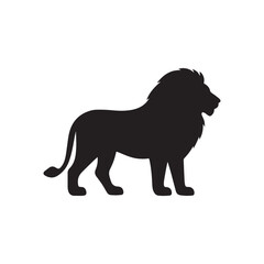 Black lion Silhouette Vector Isolated on White Background.
