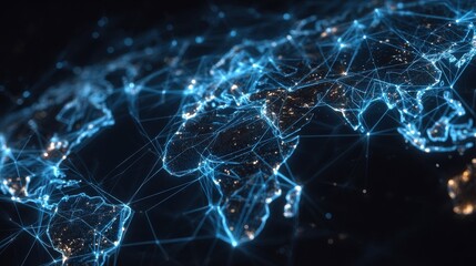 Creative network and world hologram background