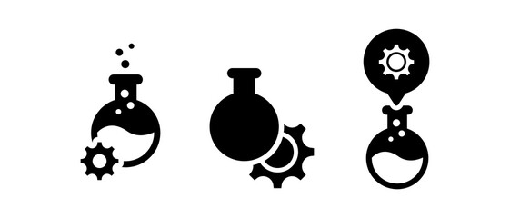 lab and gear icon vector illustration. lab and gear icon in black style - stock vector.
