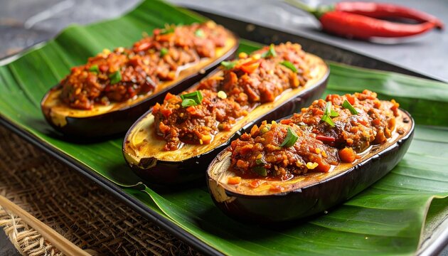 Sambalado Terong Spicy Eggplant. Traditional Indonesian Food