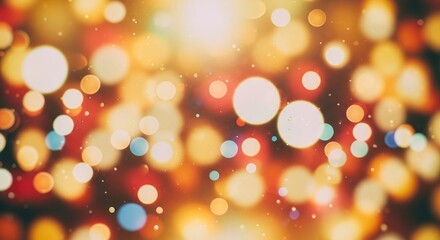 Obraz premium A vibrant and dreamy abstract background featuring colorful bokeh lights and subtle particle effects, perfect for celebrations and festive designs.