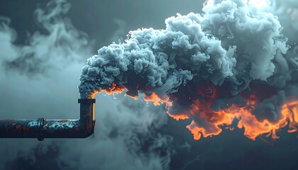 Rusty pipe spewing toxic smoke