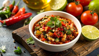 Dabu-Dabu Aceh Chili Lime Relish. Traditional Indonesian Food