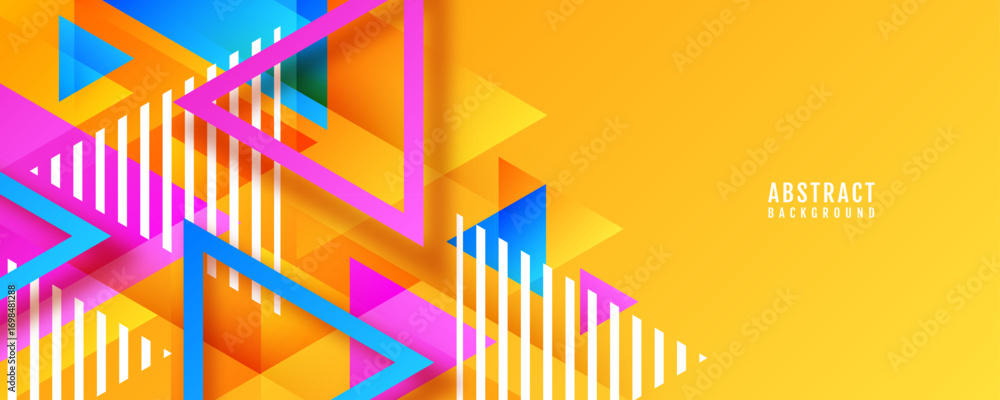 Aufkleber orange abstract background overlap layer on bright space with colorful triangles effect decoration. 