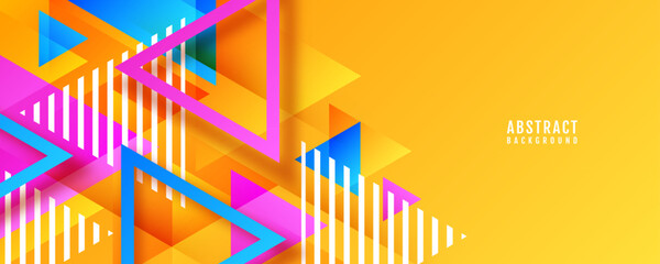 Orange abstract background overlap layer on bright space with colorful triangles effect decoration. Modern graphic design element geometric style concept for web banner, flyer, card, or brochure cover