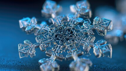 Detailed close-up of a complex snowflake