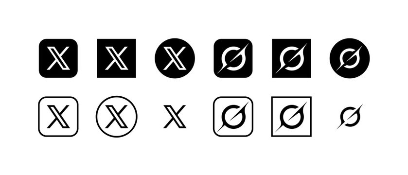 X (Twitter) and grok logo mark set, generative AI grok icon set