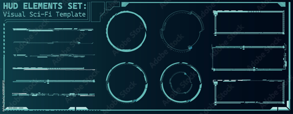 Poster this collection features various futuristic hud elements in a sleek design suitable for sci-fi theme