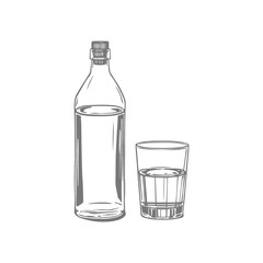 Bottle and Glass of Water Illustration