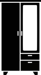 Simple Wardrobe with Glass Panel Icon