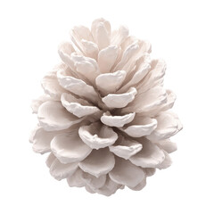 White Painted Pine Cone Isolated on Green Transparent background - Winter Holiday Decoration