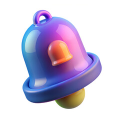 glass morphism notification bell icon with colorful gradient light on dark background 3d render
