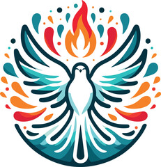 Holy spirit dove pentencost logo icon vector white background .