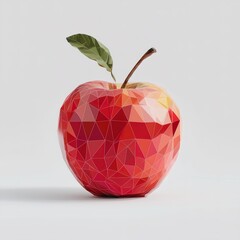 Geometric polygonal red apple design on light background