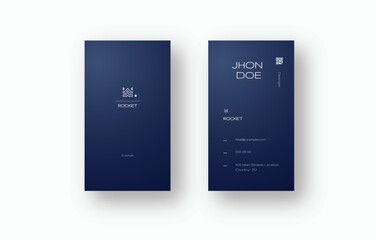Elegant Navy Vertical Business Card with QR Code