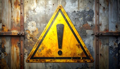 Rusty warning triangle on metal