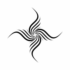 Obraz premium Abstract graphic design with radiating white lines and shapes on a dark background.