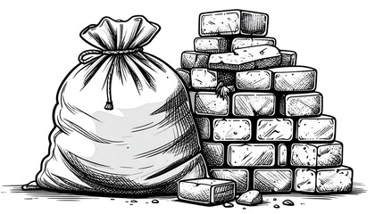 Sack and crumbling wall