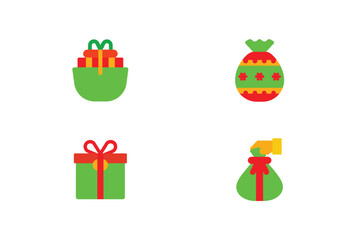Fototapeta premium Four colorful gift icons with red green yellow accents present