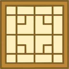 Korean Traditional Lattice Door Illustration
