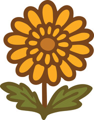 Yellow and brown autumn chrysanthemum illustration