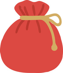 Illustration of a red fortune bag with a knot tied for holidays