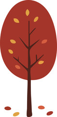 Autumn Tree Illustration with Falling Leaves
