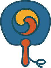 Illustration of Korean Fan with Taegeuk Symbol