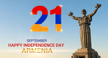 Armenia independence day september twenty first celebration statue background