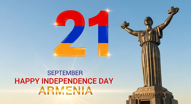Armenia independence day september twenty first celebration statue background
