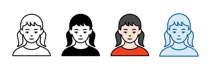 Pigtails Icon Set Multiple Style Collection