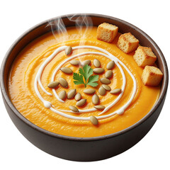 Creamy pumpkin soup with croutons