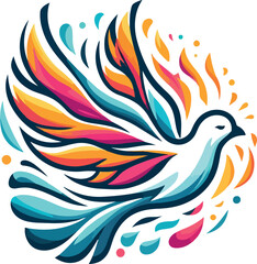 Fototapeta premium Holy spirit dove pentencost logo icon vector white background .