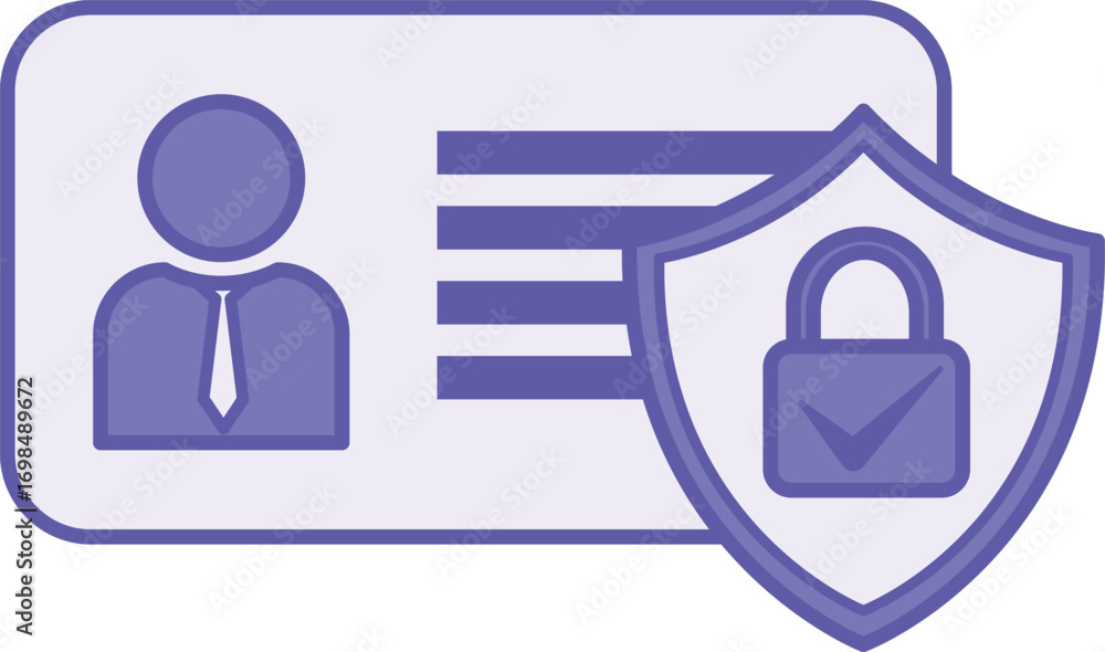 Poster colored data privacy icon. vector illustration. user, shield, and padlock. access to information onl