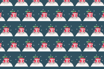 Christmas Red Car Seamless Pattern swatch available in swatches panel, Holiday Winter Design with Snow and Christmas Tree