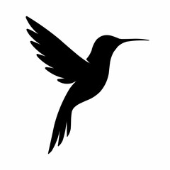 Obraz premium Black and white flying bird vector silhouette with spread wings