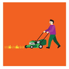 Fototapeta premium Mowing the lawn