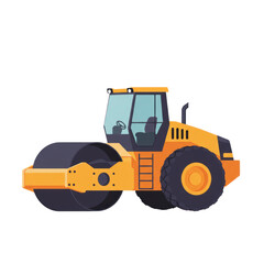 Fototapeta premium Yellow road roller on a white background