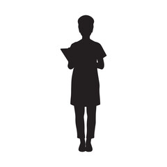 Silhouette of a Nurse Standing with a Medical Clipboard