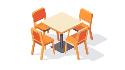 Square table with four chairs