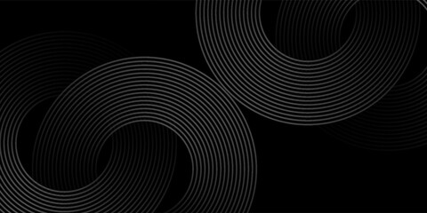 Abstract blue glowing geometric lines on dark blue background. Modern shiny blue circle lines pattern. Futuristic technology concept. Suit for cover, poster, banner, brochure, header, website. eps 10