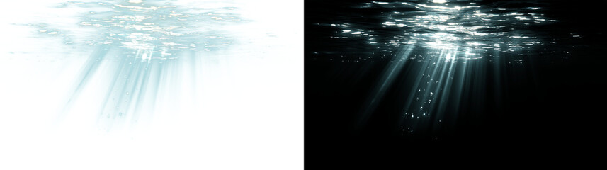 Realistic underwater sunlight beams with caustic light patterns. A serene water ripple and light ray overlay for spa, wellness, or clean background concepts